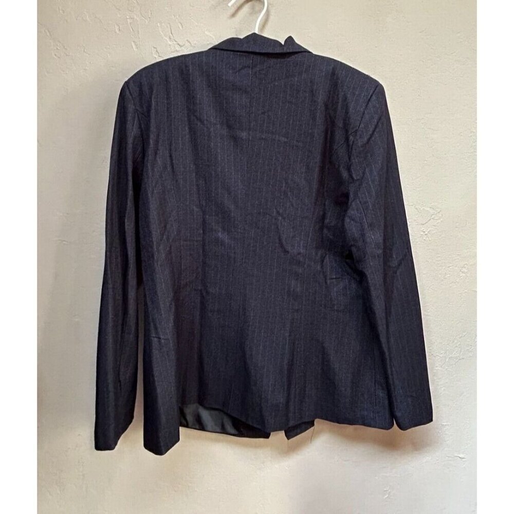 Ai Fei Si Lisueyne Pinstripe 2 Button Double Breasted Suit Jacket XL Black New - Picture 2 of 9